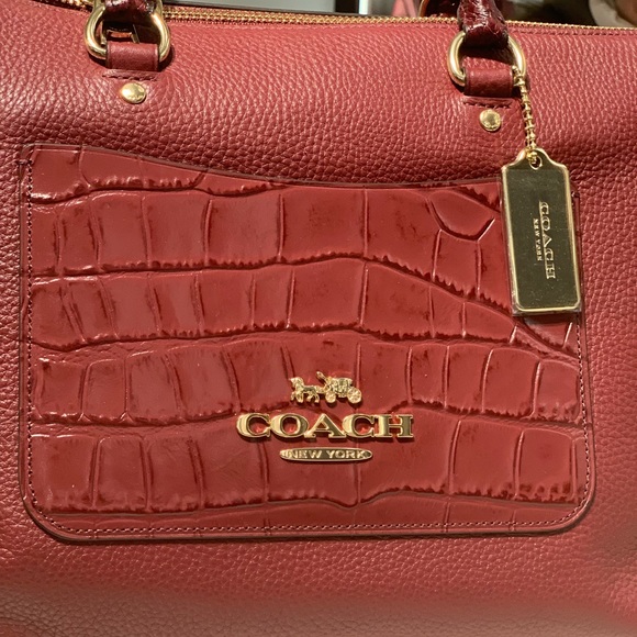Coach Emma Leather Satchel in Wine/ Gold color - Picture 7 of 8
